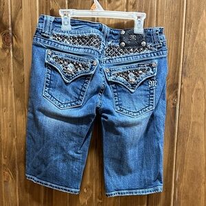 Miss Me Blue Jean Shorts with Silver Accents